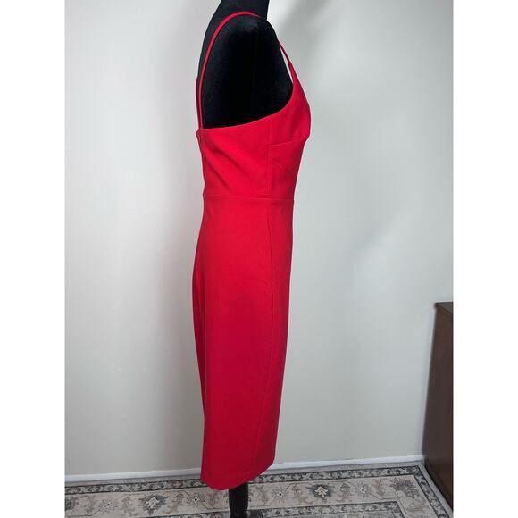 Likely Brooklyn Dress Size 6 Red Knit Spaghetti Strap Front Slit V-Neck NWT - Picture 5 of 5